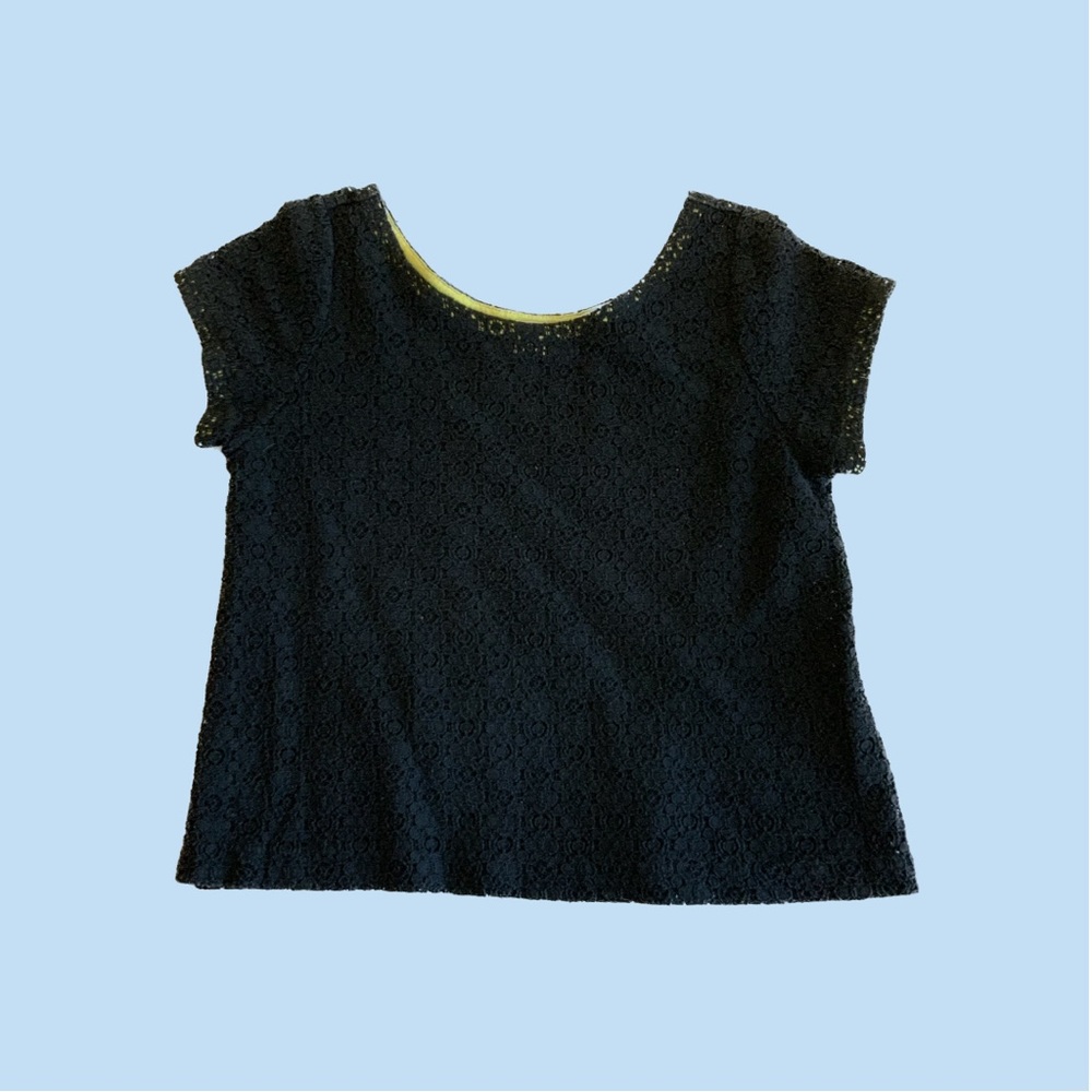 ROXY Vintage Y2K Women’s Sheer / See-Through Eyelet Black T-Shirt